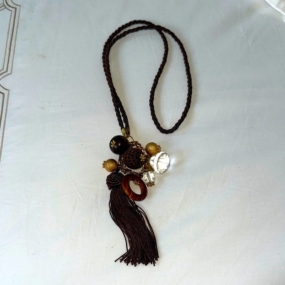 Milly Brown Beaded Necklace with Tassel
